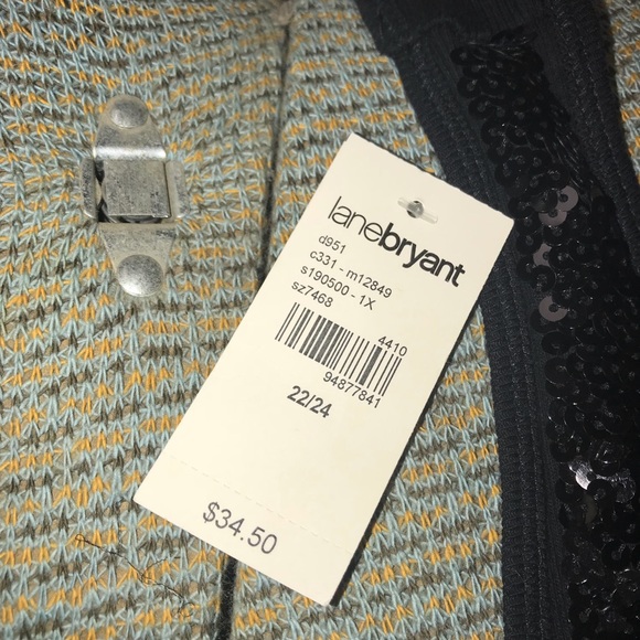 Lane Bryant Black Sequined Ribbed Tank Top 26/28 - Picture 4 of 4